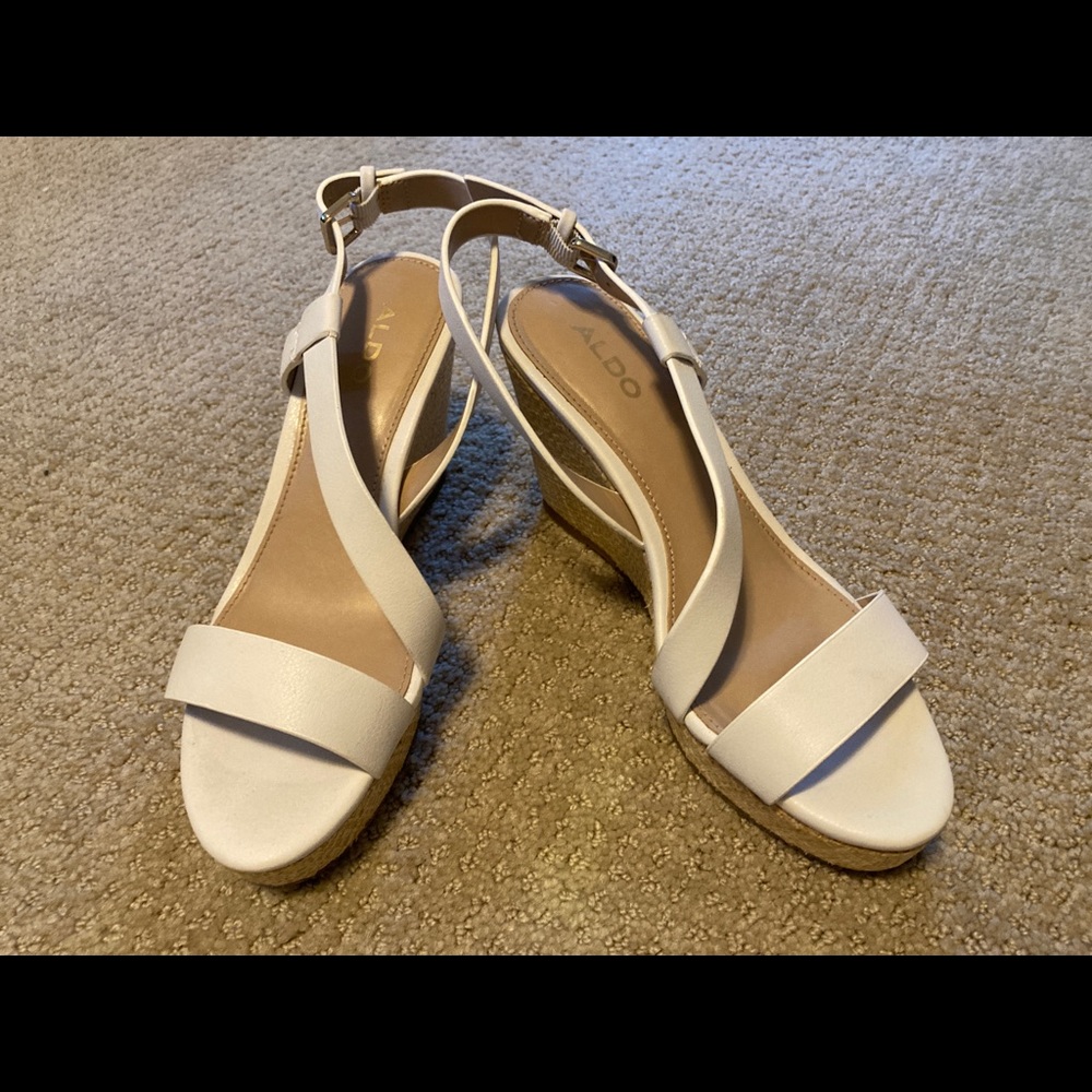 White Aldo Wedge Sandals